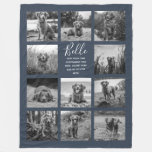Personalized 11 Photo Collage Dark Blue Fleece Blanket at Zazzle