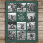 Personalized 11 Photo Collage Dark Green Fleece Blanket<br><div class="desc">Personalized elegant photo fleece blanket features a dark green background that can be changed to any color, Simply add 11 photos of your choice and your own personalized text in chic handwritten script calligraphy and modern stylish typography. Makes a wonderful keepsake gift for yourself, your family & friends. Perfect holiday,...</div>