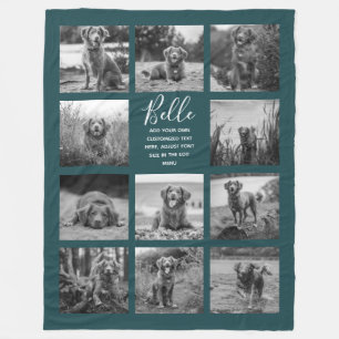 Personalized 11 Photo Collage Deep Teal Fleece Blanket