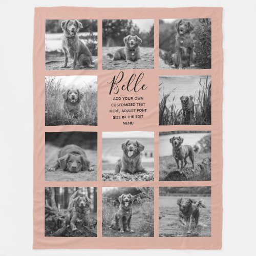 Personalized 11 Photo Collage Dusty Pink Fleece Blanket