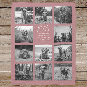 Personalized 11 Photo Collage Dusty Rose Fleece Blanket