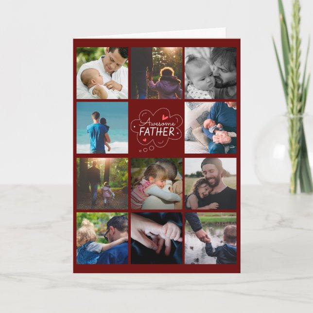 Personalized 11 Photo Collage Father's Day Card (Front)