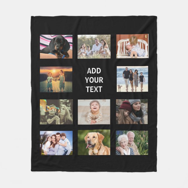 Personalized 11 Photo Collage Fleece Blanket (Front)