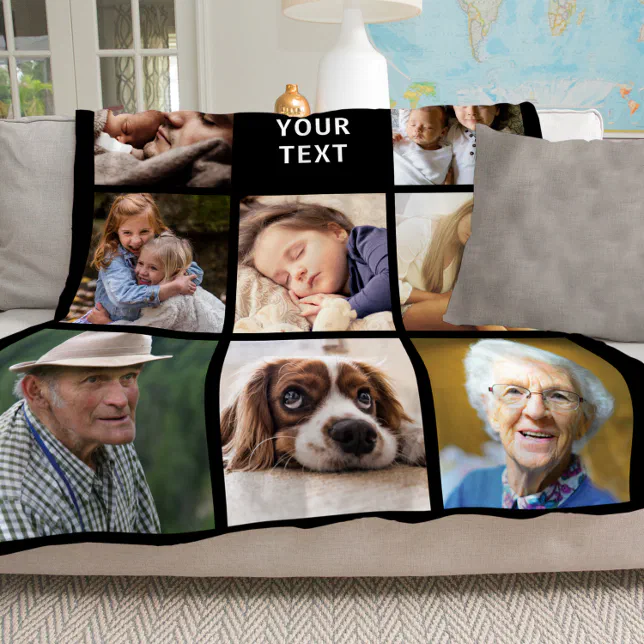 Personalized 11 Photo Collage Fleece Blanket | Zazzle