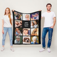Personalized 11 Photo Collage Fleece Blanket