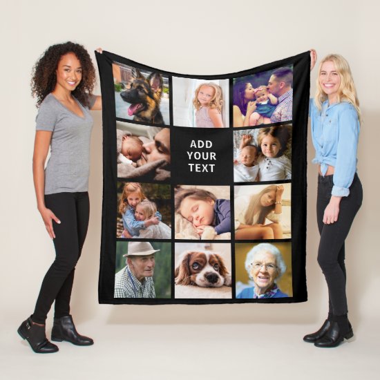 Personalized 11 Photo Collage Fleece Blanket