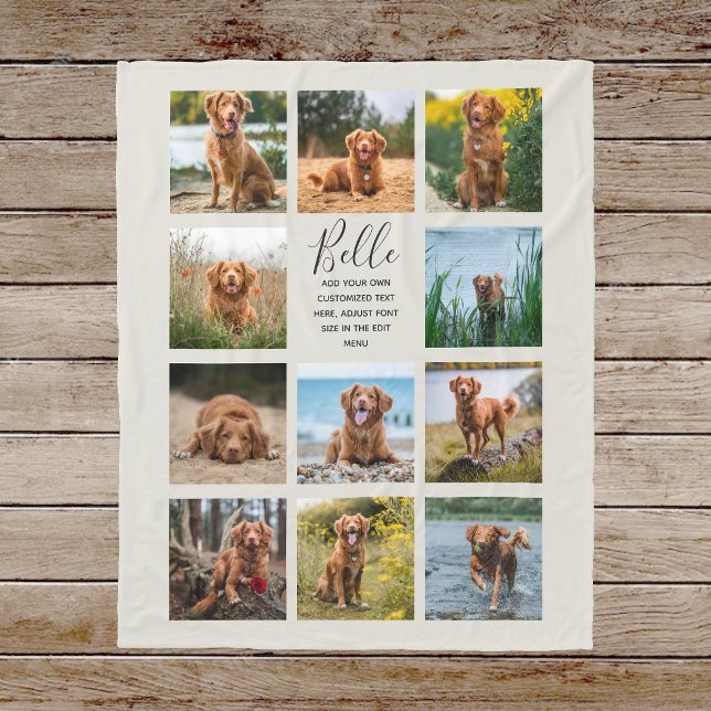 Personalized 11 Photo Collage Light Gray Fleece Blanket (Creator Uploaded)
