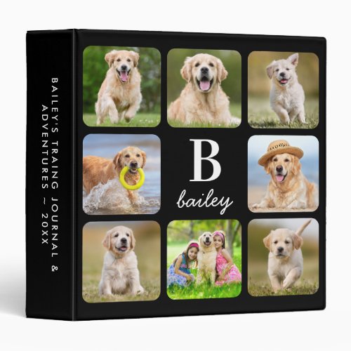 Personalized 11 Photo Collage Monogram Pet Dog  3 Ring Binder