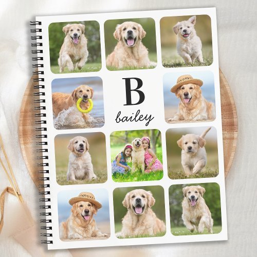 Personalized 11 Photo Collage Monogram Pet Dog Notebook