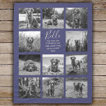 Personalized 11 Photo Collage Navy Blue Fleece Blanket<br><div class="desc">Personalized elegant photo fleece blanket features a navy blue background that can be changed to any color, Simply add 11 photos of your choice and your own personalized text in chic handwritten script calligraphy and modern stylish typography. Makes a wonderful keepsake gift for yourself, your family & friends. Perfect holiday,...</div>