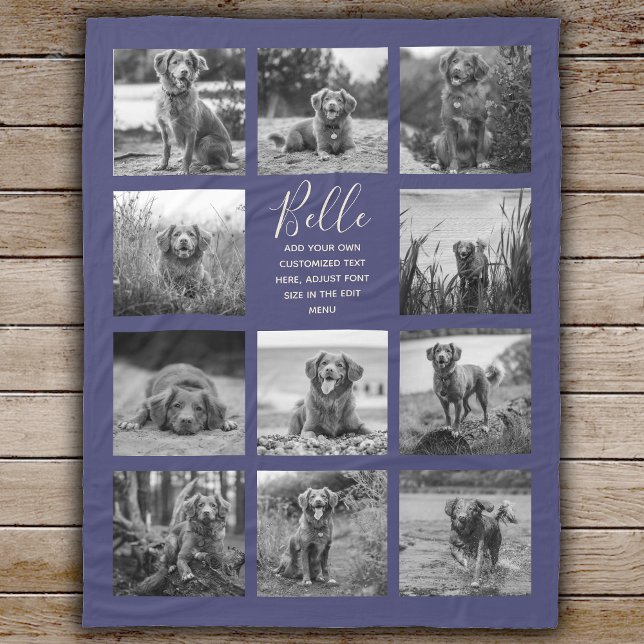 Personalized 11 Photo Collage Navy Blue Fleece Blanket (Creator Uploaded)