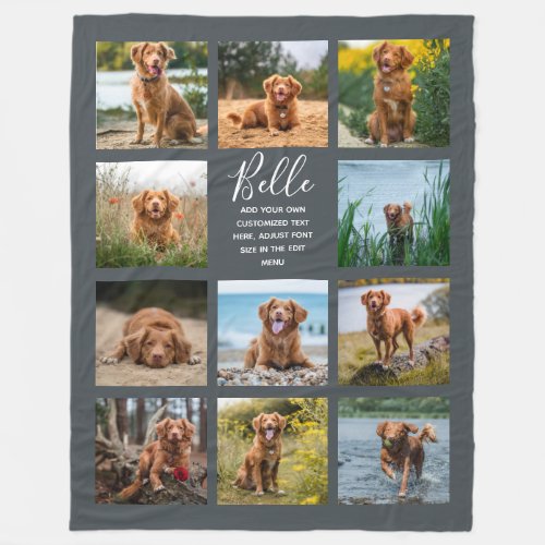 Personalized 11 Photo Collage Off_Black Fleece Blanket