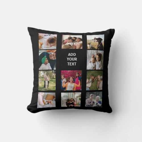 Personalized 11 Photo Collage Throw Pillow