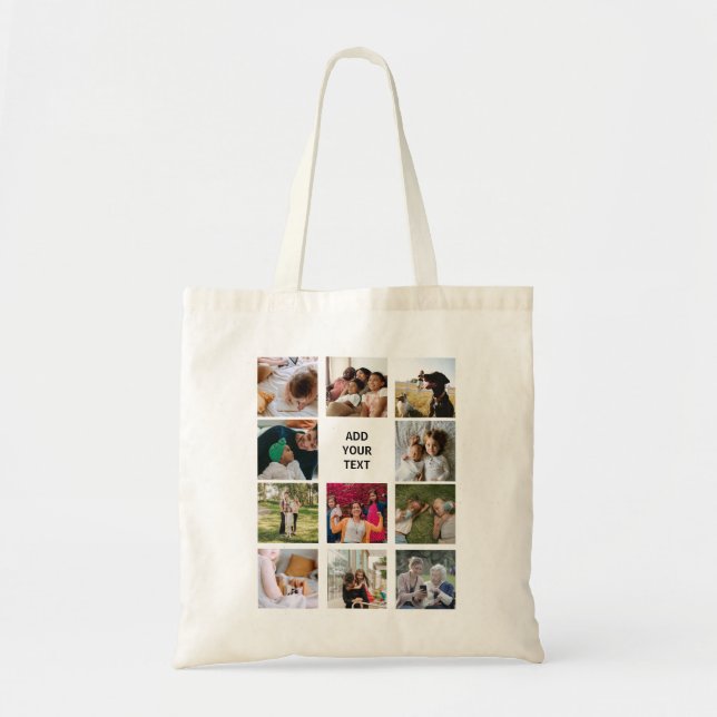 Personalized 11 Photo Collage Tote Bag (Front)