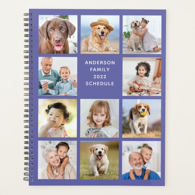 Personalized 11 Photo Collage Trendy Periwinkle Planner (Front)