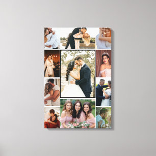 Personalized 11-Photo Wedding Collage Canvas Print