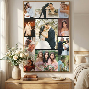 Personalized 11-Photo Wedding Collage Canvas Print