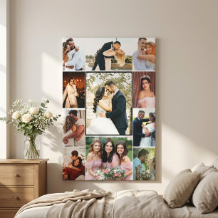 Personalized 11-Photo Wedding Collage Canvas Print