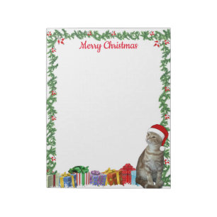 Personalized 11 x 8.5" Christmas Ginger Cat Notepad