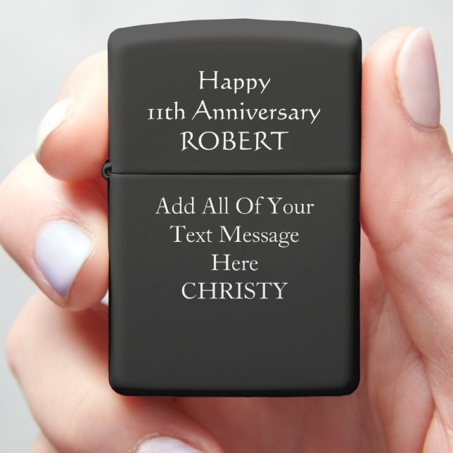 Personalized 11th Anniversary  Zippo Lighter (In Hand)