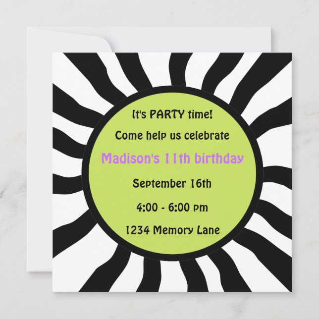 Personalized 11th Birthday Party Invitation (Front)