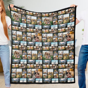 Personalized 128 Photo Collage Fleece Blanket
