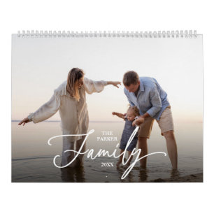Personalized 12 family photos elegant typography calendar