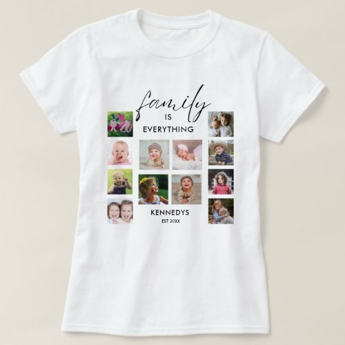 Personalized  12 Photo Collage Family Name Quote T_Shirt