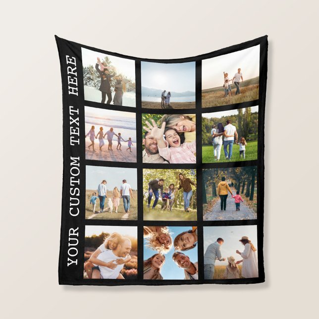Personalized 12 Photo Collage Fleece Blanket (Creator Uploaded)
