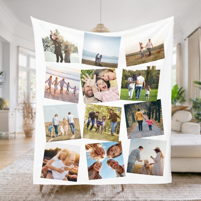 Personalized 12 Photo Collage Fleece Blanket (Creator Uploaded)