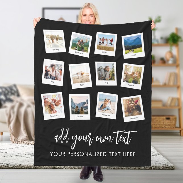 Personalized 12 Photo Collage Fleece Blanket (Creator Uploaded)