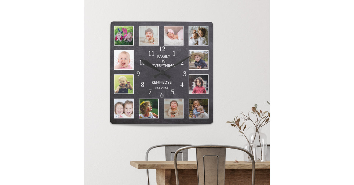 https://rlv.zcache.com/personalized_12_photo_collage_frame_chalkboard_square_wall_clock-r_874ywr_630.jpg?view_padding=%5B285%2C0%2C285%2C0%5D