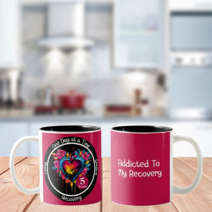 Personalized 12-Step Milestone Heart Two-Tone Coffee Mug