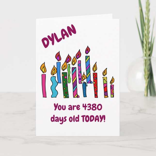 Personalized 12 year old Birthday Candles Card (Front)