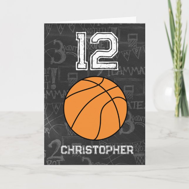 Personalized 12th Birthday Basketball Card (Front)