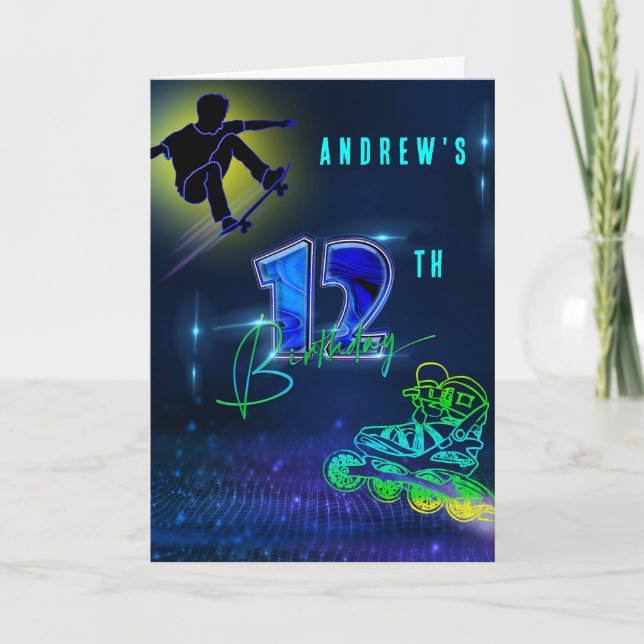 Personalized  12th Birthday Boy Card (Front)