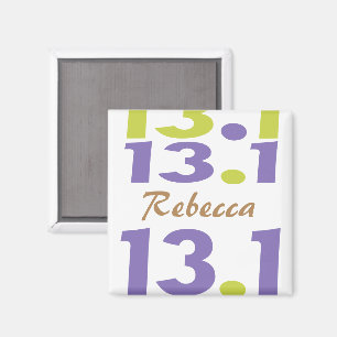 Personalized 13.1 half marathon magnet