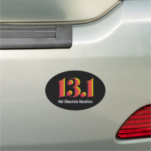 Personalized 13.1 Half Marathon Running Bold Text Car Magnet