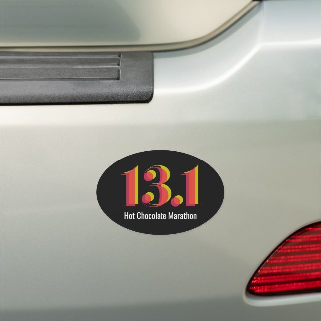 Personalized 13.1 Half Marathon Running Bold Text Car Magnet (In Situ)