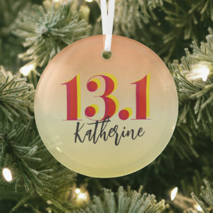 Personalized 13.1 Half Marathon Running Glass Ornament