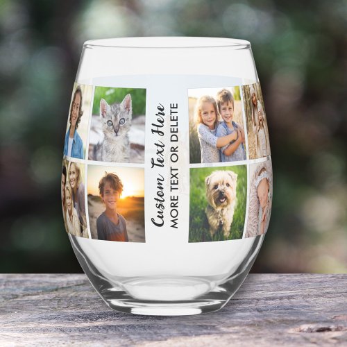 Personalized 13 Photo Collage Your Custom Text Stemless Wine Glass