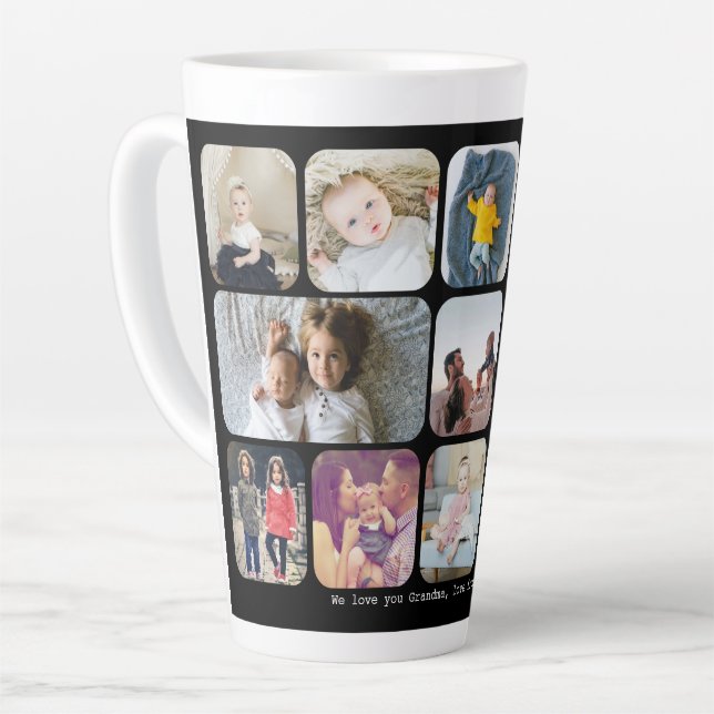 Personalized 13 Photos and Text Latte Mug (Left Angle)