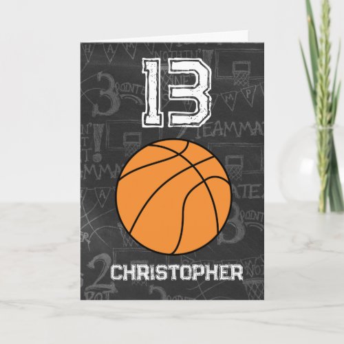 Personalized 13th Birthday Basketball Card