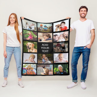 Personalized 14 Photo Collage  Fleece Blanket