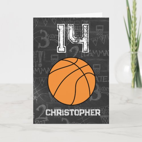 Personalized 14th Birthday Basketball Card