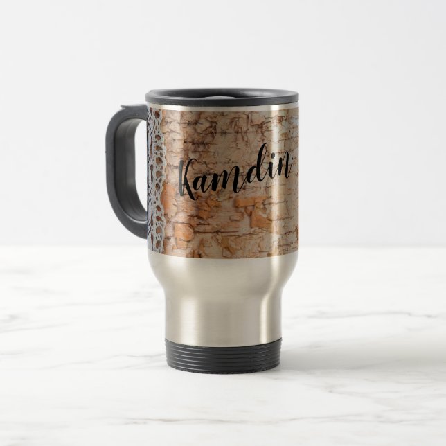 Personalized 15 ounce coffee mug Country Barn Wood (Front Left)