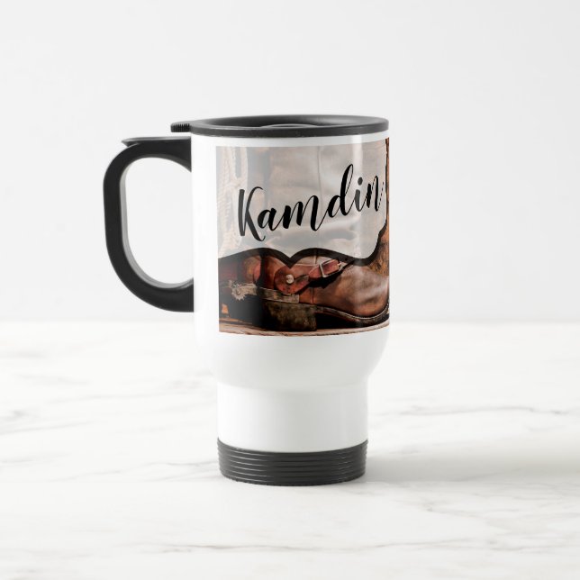Personalized 15 ounce coffee mug Cowboy Boots Barn (Left)