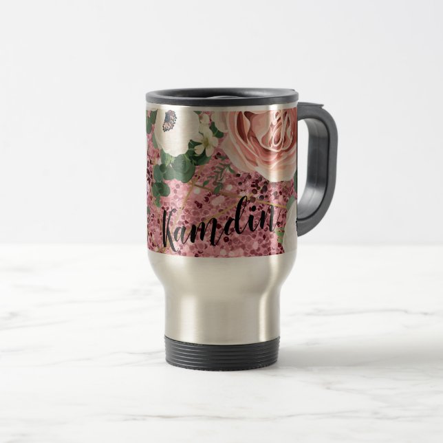 Personalized 15 ounce coffee mug Geometric Rose (Front Right)