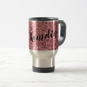 Personalized 15 ounce coffee mug Rose Gold Glitter