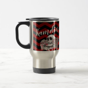Personalized 15 ounce coffee mug skull Rose Gothic
